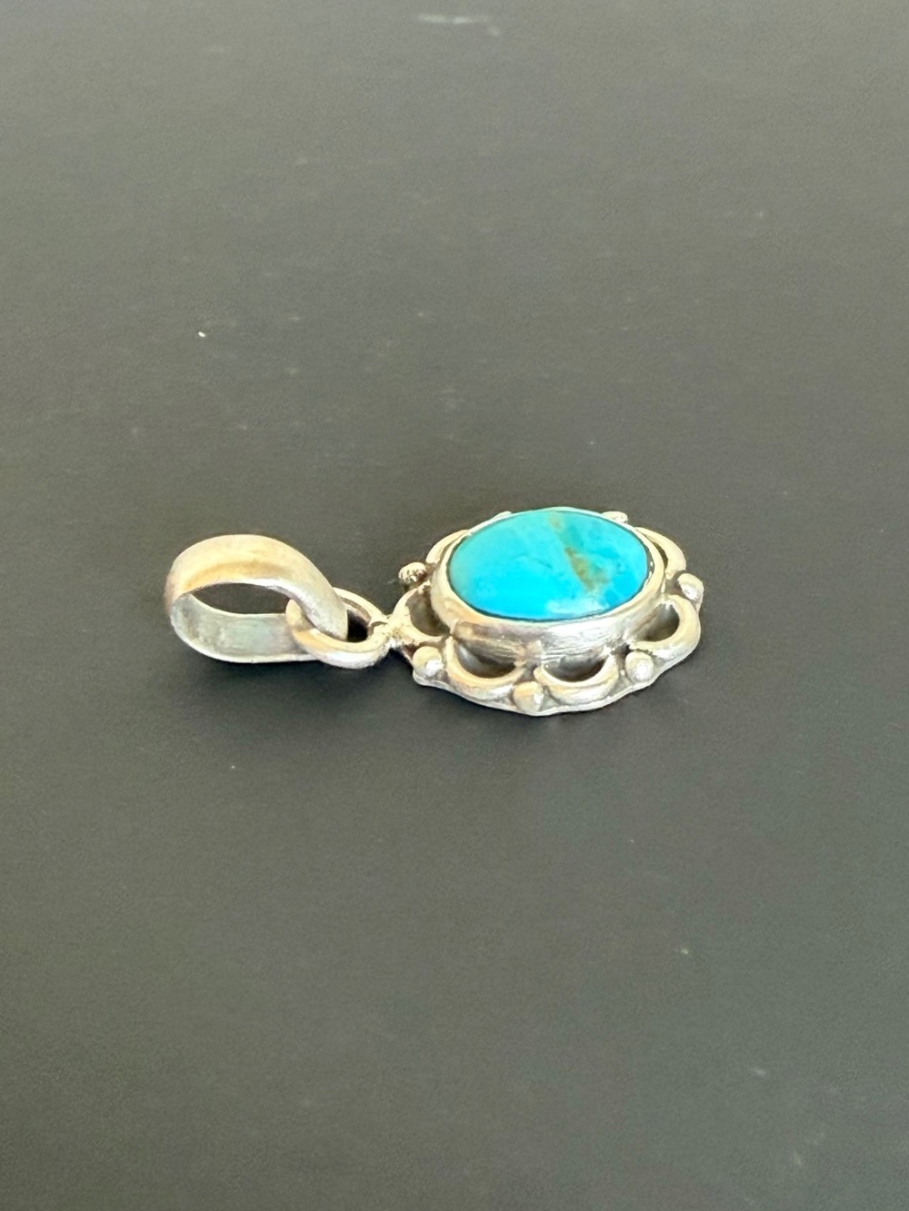 925 Brushed Sterling Santa Maria Turquoise Pendant - Picture 2 of 6